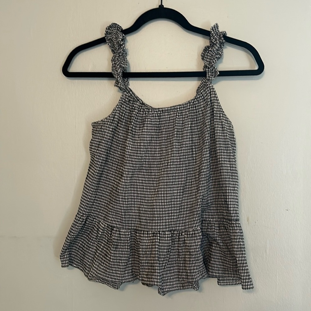 Madewell gingham black and white tank top size 0
